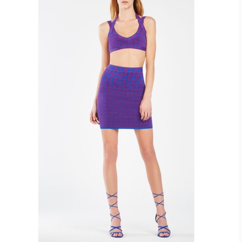 BCBG Max Azria Patterned crop & skirt set